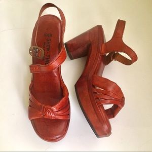 Vintage Wooden Platform Ankle Strap Sandal Heels
